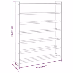 ) vidaXL Shoe Rack Engineered Wood Shoe Storage Cupboard Brown/Grey Multi Sizes - Grey, 90 x 24 x 117 cm (W x D x H - Additional view 3