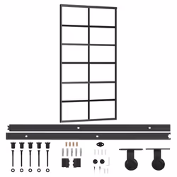 vidaXL Sliding Door with Hardware Set ESG Glass&Aluminium Sliding Door System - Additional view 2
