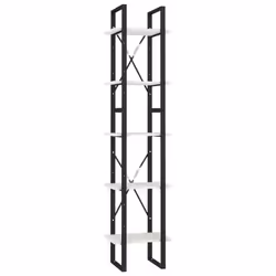 vidaXL Pinewood 5-Tier Book Cabinet White Storage Rack Book Organiser Bookcase