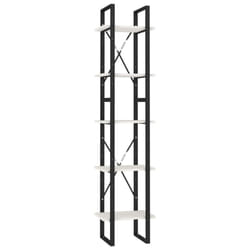 vidaXL Pinewood 5-Tier Book Cabinet White Storage Rack Book Organiser Bookcase