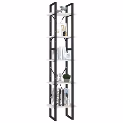 vidaXL Pinewood 5-Tier Book Cabinet White Storage Rack Book Organiser Bookcase - Additional view 4