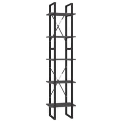 vidaXL Pinewood 5-Tier Book Cabinet Grey Storage Rack Book Organiser Bookcase