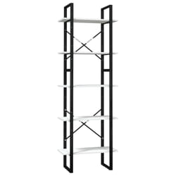 vidaXL Pinewood 5-Tier Book Cabinet White Bookcase Bookshelf Storage Rack