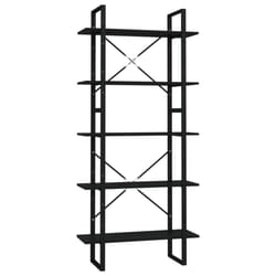 vidaXL 5-Tier Book Cabinet Black Engineered Wood Book Organiser Storage Rack