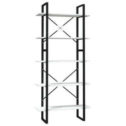 vidaXL Pinewood 5-Tier Book Cabinet White Bookcase Bookshelf Storage Rack