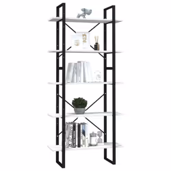 vidaXL Pinewood 5-Tier Book Cabinet White Bookcase Bookshelf Storage Rack