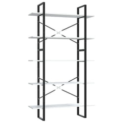 vidaXL 5-Tier Book Cabinet White Engineered Wood Office Storage Rack Bookcase