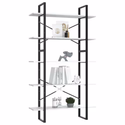vidaXL 5-Tier Book Cabinet White Engineered Wood Office Storage Rack Bookcase - Additional view 4