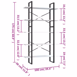 vidaXL 5-Tier Book Cabinet White Engineered Wood Office Storage Rack Bookcase - Additional view 7