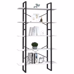 vidaXL Pinewood 5-Tier Book Cabinet White Bookcase Bookshelf Storage Rack
