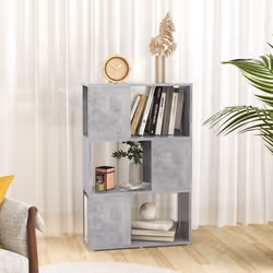 vidaXL Book Cabinet Room Divider Engineered Wood Privacy Screen - concrete grey, 60 x 24 x 94 cm