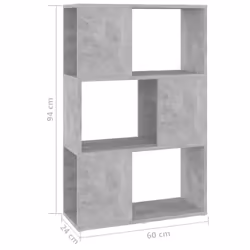 vidaXL Book Cabinet Room Divider Engineered Wood Privacy Screen - concrete grey, 60 x 24 x 94 cm - Additional view 6