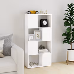 vidaXL Book Cabinet Room Divider White Engineered Wood Privacy Screen Bookcase