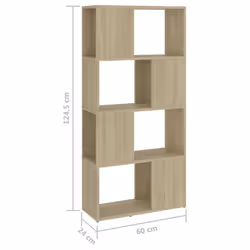 vidaXL Book Cabinet Room Divider Sonoma Oak Engineered Wood Home Bookcase - Additional view 4