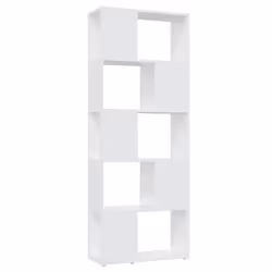 vidaXL Book Cabinet Room Divider White Engineered Wood Bookcase Side Cabinet