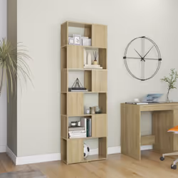 vidaXL Book Cabinet Room Divider Sonoma Oak Engineered Wood Home Bookcase