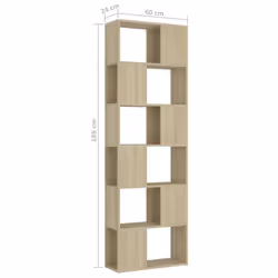 vidaXL Book Cabinet Room Divider Sonoma Oak Engineered Wood Home Bookcase - Additional view 7