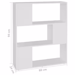 vidaXL Book Cabinet Room Divider Engineered Wood Privacy Screen - white, 80 x 24 x 94 cm - Additional view 6