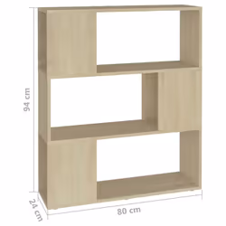 vidaXL Book Cabinet Room Divider Engineered Wood Privacy Screen - sonoma oak, 80 x 24 x 94 cm - Additional view 6