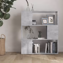 vidaXL Book Cabinet Room Divider Engineered Wood Privacy Screen - concrete grey, 80 x 24 x 94 cm