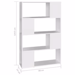 vidaXL Book Cabinet Room Divider Engineered Wood Privacy Screen - white, 80 x 24 x 124.5 cm - Additional view 6