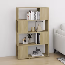 vidaXL Book Cabinet Room Divider Engineered Wood Privacy Screen - sonoma oak, 80 x 24 x 124.5 cm