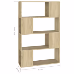 vidaXL Book Cabinet Room Divider Engineered Wood Privacy Screen - sonoma oak, 80 x 24 x 124.5 cm