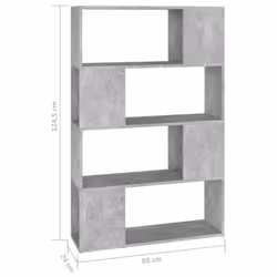 vidaXL Book Cabinet Room Divider Engineered Wood Privacy Screen - concrete grey, 80 x 24 x 124.5 cm - Additional view 6