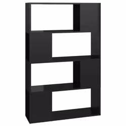 vidaXL Book Cabinet Room Divider High Gloss Black Home Privacy Screen Bookcase