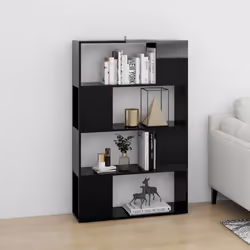 vidaXL Book Cabinet Room Divider High Gloss Black Home Privacy Screen Bookcase