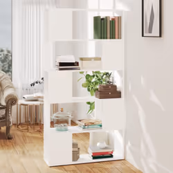 vidaXL Book Cabinet Room Divider White Chipboard Home Bookcase Side Cabinet