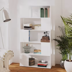vidaXL Book Cabinet Room Divider White Chipboard Home Bookcase Side Cabinet - Additional view 6