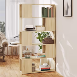 vidaXL Book Cabinet Room Divider Sonoma Oak Engineered Wood Bookcase Cabinet