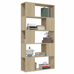 vidaXL Book Cabinet Room Divider Sonoma Oak Engineered Wood Bookcase Cabinet