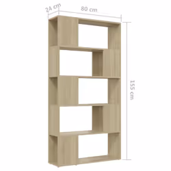 vidaXL Book Cabinet Room Divider Sonoma Oak Engineered Wood Bookcase Cabinet - Additional view 4