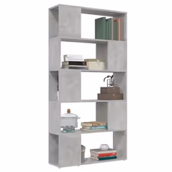 vidaXL Book Cabinet Room Divider Concrete Grey Engineered Wood Bookcase Shelf - Additional view 5
