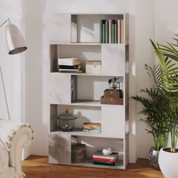 vidaXL Book Cabinet Room Divider Concrete Grey Engineered Wood Bookcase Shelf - Additional view 6