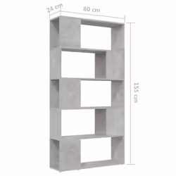 vidaXL Book Cabinet Room Divider Concrete Grey Engineered Wood Bookcase Shelf - Additional view 7