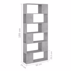 vidaXL Book Cabinet Room Divider Concrete Grey Engineered Wood Privacy Screen - Additional view 4