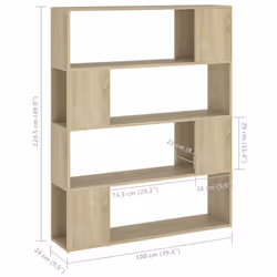 vidaXL Book Cabinet Room Divider Sonoma Oak Home Privacy Screen Storage Rack - Additional view 4