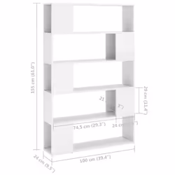 vidaXL Book Cabinet Room Divider Bookcase High Gloss White Engineered Wood