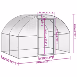 vidaXL Outdoor Chicken Coop Galvanised Steel Garden Chicken Cage Hen House