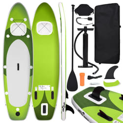 vidaXL Inflatable Stand Up Paddle Board Set Paddleboard Multi Sizes/Colours - green, 300 x 76 x 10 cm