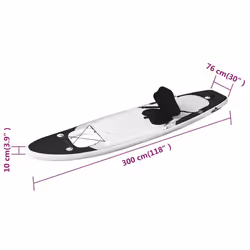 vidaXL Inflatable Stand Up Paddle Board Set Paddleboard Multi Sizes/Colours - black, 300 x 76 x 10 cm
