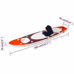 vidaXL Inflatable Stand Up Paddle Board Set Paddleboard Multi Sizes/Colours - red, 360 x 81 x 10 cm - Additional view 3