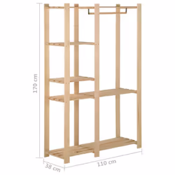 vidaXL Solid Pinewood Clothes Rack Household Supplies Wooden Garment Coat Rack - Additional view 6