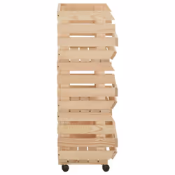 vidaXL Solid Pinewood Vegetable Trolley Kitchen Cart Storage Shelf Trolley - Additional view 4