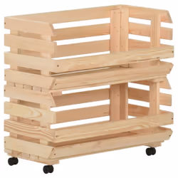 vidaXL Solid Pinewood Vegetable Trolley Kitchen Cart Storage Shelf Trolley - Additional view 4