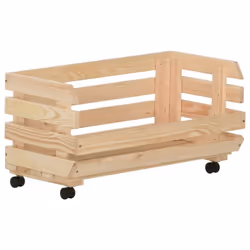 vidaXL Solid Pinewood Vegetable Trolley Kitchen Cart Storage Shelf Trolley - Additional view 5