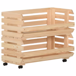 vidaXL Solid Pinewood Vegetable Trolley Kitchen Cart Storage Shelf Trolley - Additional view 4